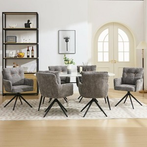DYHOME Dining Chairs Set of 6, Mid Century Modern Swivel Dining Chairs with Arm, Upholstered Accent Chair for Kitchen Dining Living Room - 1 of 4