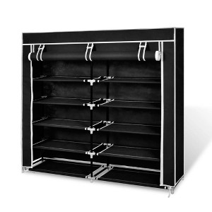 vidaXL Fabric Shoe Cabinet with Cover 45" x 11" x 43" Black - 1 of 4