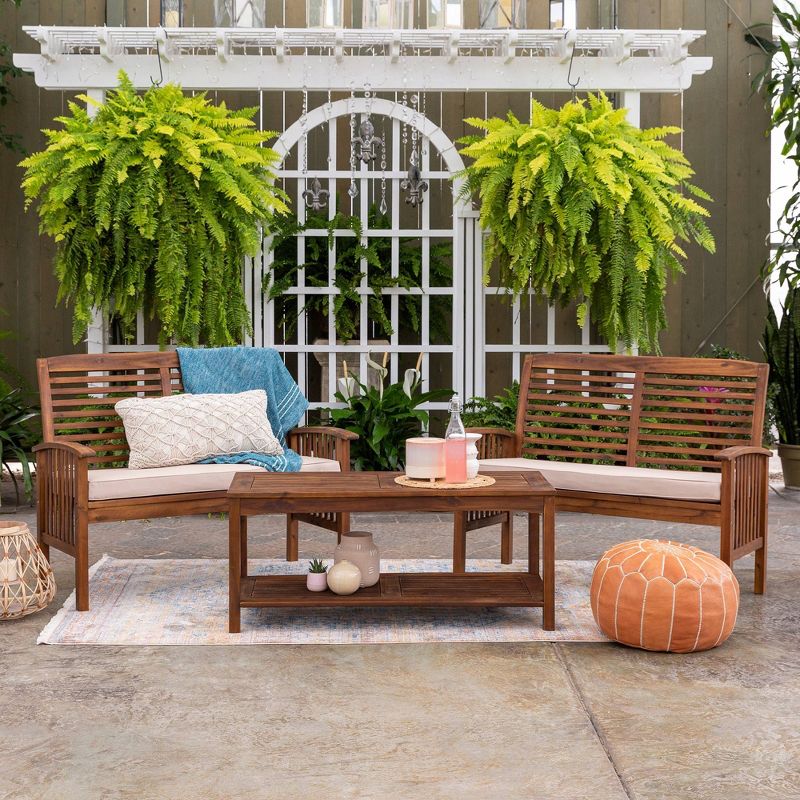 Ravenscroft 3pc Acacia Wood Patio Chat Set with Coffee Table - Saracina Home, 5 of 9