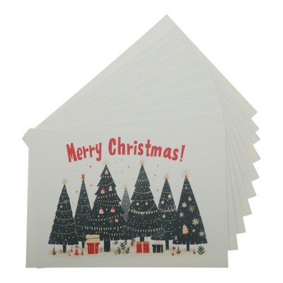 Unique Bargains Christmas Greeting Card Green Beige White 4.5x3.1 Inch 10 Pcs