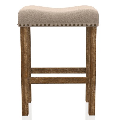Set of 2 Angels Camp Padded Fabric Seat Counter Height Barstools Rustic Oak/Brown - HOMES: Inside + Out