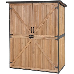Aivituvin Wooden Garden Shed with Metal Frame | Adjustable Shelf for Outdoor Storage-AIR98/99 - 1 of 4