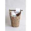 Storied Home Boho Oval Braided Bankuan Bathroom Toilet Paper Basket with Wood Handle - 2 of 4