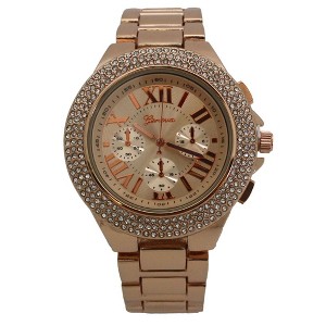 Olivia Pratt Classy 3-Dial and Rhinestone Bezel Metal Watch - 1 of 4