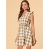 Allegra K Women's Casual Ruffled Sleeve A-Line Vintage Gingham Check Dress - 2 of 4
