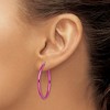Chisel Stainless Steel Polished Pink IP-plated 32mm Diameter 2mm Hoop Earrings - 4 of 4
