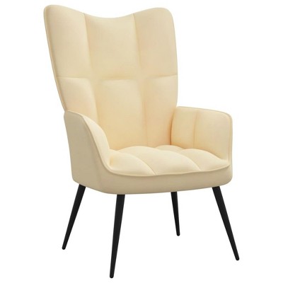 vidaXL Modern Relaxing Armchair with Steel Frame, Comfortable Velvet Upholstery, in Chic Cream White Color, Ideal for Lounge