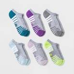 Women's Cushioned Marl Striped 6pk No Show Athletic Socks - All in Motion™ Assorted Colors 4-10