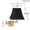 Barnes and Ivy Swing Arm Wall Lamp Warm Antique Brass Plug-In Light Fixture Black Square Shade Bedroom Living Room Reading - 4 of 4