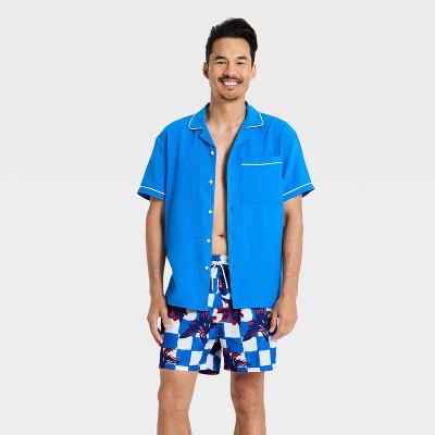 Мужские брюки Goodfellow & Co Men's 5" Checkered Floral Swim Trunks - Goodfellow & Co™ Blue M — фото 3
