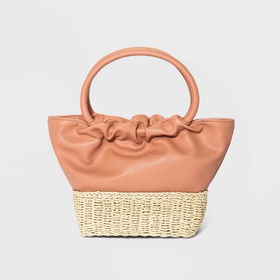 Straw Mini Tote Handbag - A New Day™ Natural