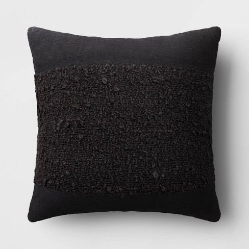 Oversized Blocked Woven Square Throw Pillow Black - Threshold