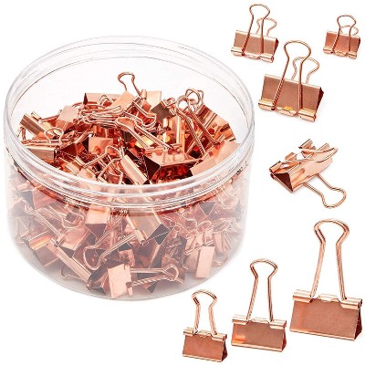 Bright Creations 150 Pack 3 Sizes Rose Gold Binder Clips Paper Clips Clamps File Clips Assorted Size for Office School Supplies