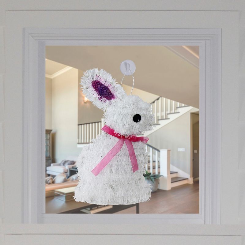 Northlight 14" Tinsel Easter Bunny Rabbit Spring Window Decoration - White/Purple, 2 of 4