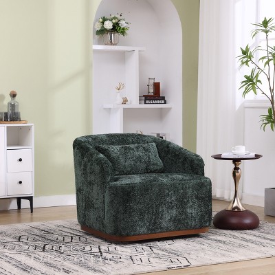 Okak Modern Accent Chair Swivel, Comfy Round Accent Sofa Chair for Living Room, 360 Degree Swivel Barrel Club Chair