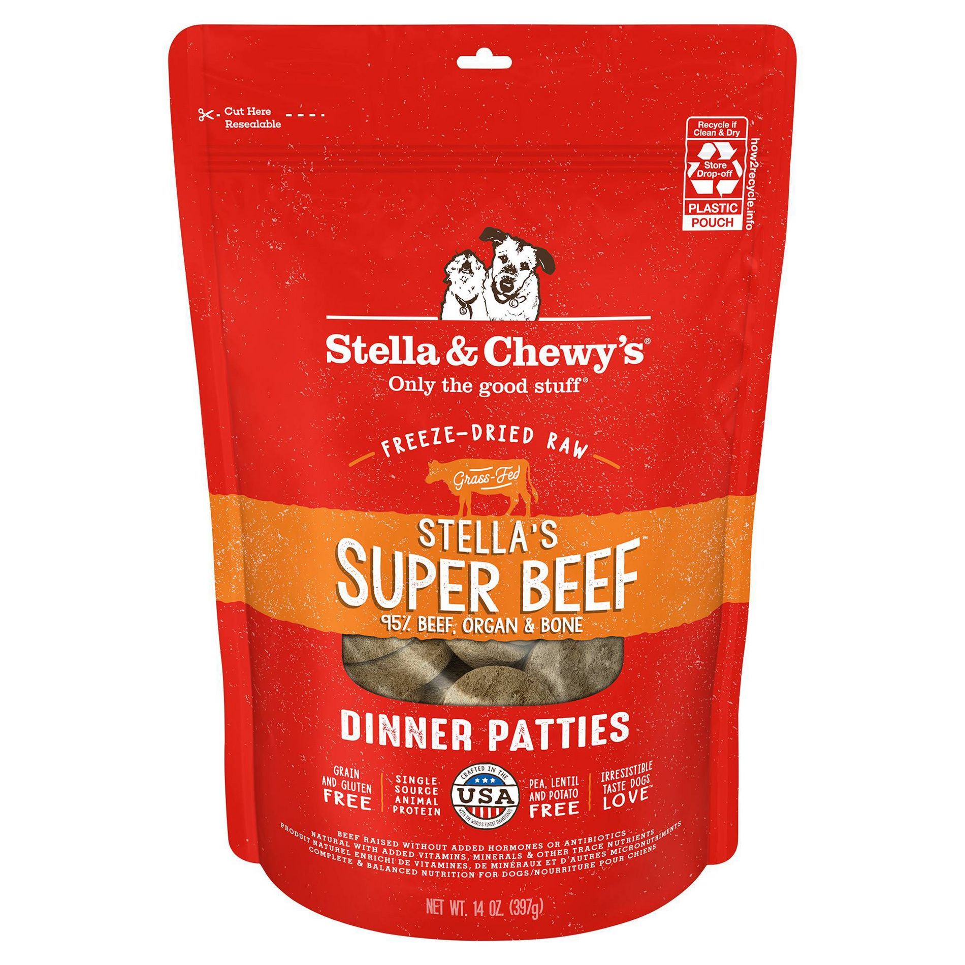 Stella & Chewy's Beef Flavor Freeze-Dried Patties Dry Dog Food - 14oz
