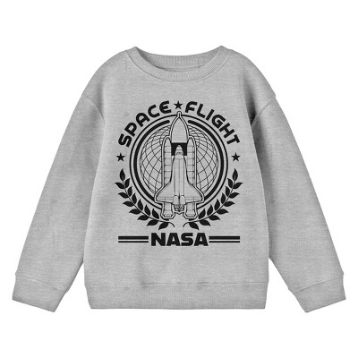 NASA Space Flight Seal Crew Neck Long Sleeve Athletic Heather Youth  Sweatshirt-XS