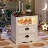 GlasFlength Nightstands Nightstand Farmhouse Style Bedside Table with Storage Drawers Simple Design for Bedroom, White, 19.68"*15.75"*23.62" - 2 of 4