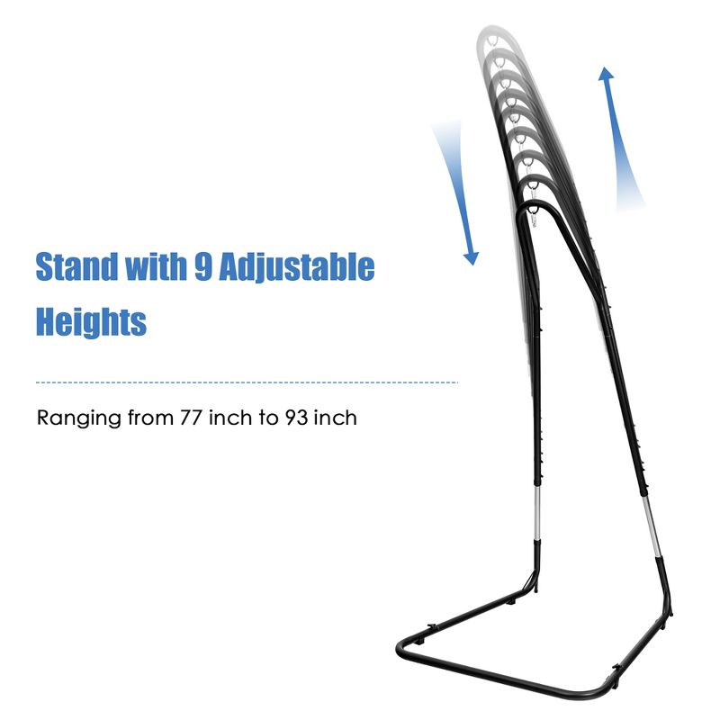 Costway Patio Adjustable 77" to 93" Hammock Chair Stand Hanging Chair Stand, 4 of 11