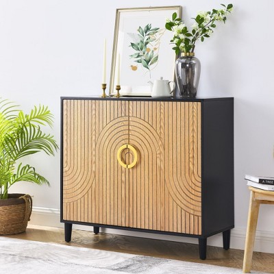 KTMBDW 37.5" Sideboard Cabinet with 2 Doors, Sideboard Buffet Cabinet with Storage, Coffee Bar with Shelves for Kitchen Storage