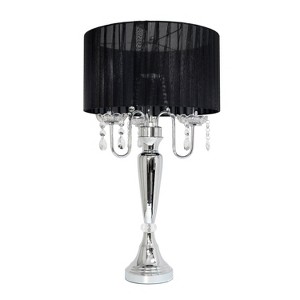 Romantic Sheer Shade Table Lamp with Hanging Crystals - Elegant Designs - 1 of 4