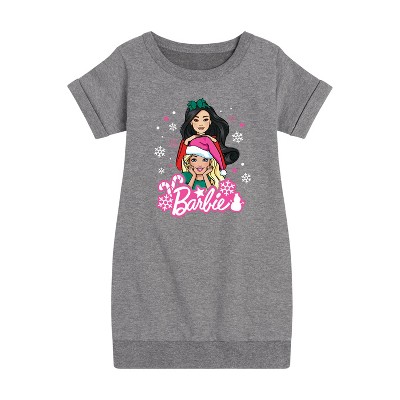 - Barbie - Holidays & Christmas Graphic Short Sleeve Fleece Dress
