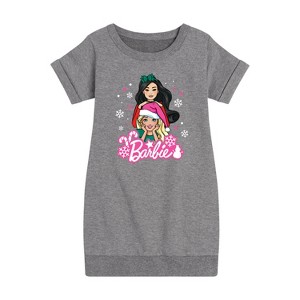 - Barbie - Holidays & Christmas Graphic Short Sleeve Fleece Dress - 1 of 4