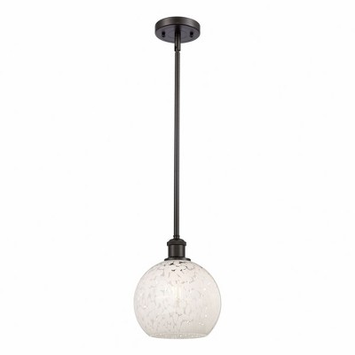 White Mouchette - 1 Light Stem Hung Mini Pendant In Modern Style-10 Inches Tall and 8 Inches Wide