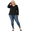 Agnes Orinda Women's Plus Size Long Sleeve V Neck Loose Fashion Buttons Tunic Blouse - 3 of 4