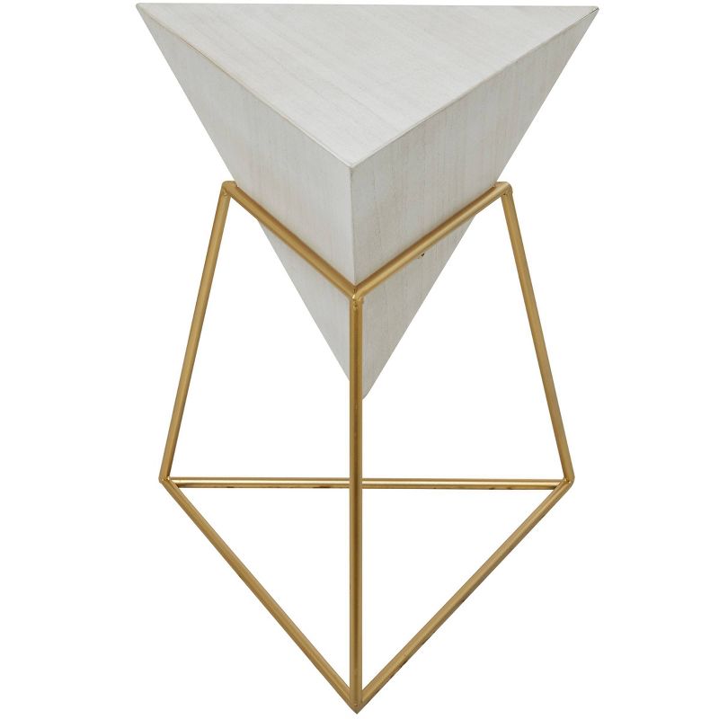 Modern Wood Accent Table with Metal Stand – Olivia & May, 1 of 4