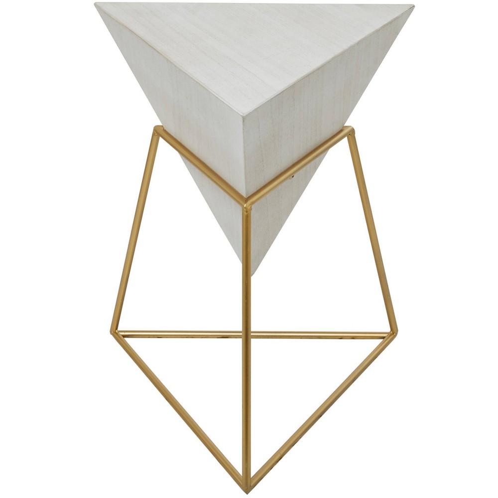 Photos - Coffee Table Modern Wood Accent Table with Metal Stand White/Gold – Olivia & May.
