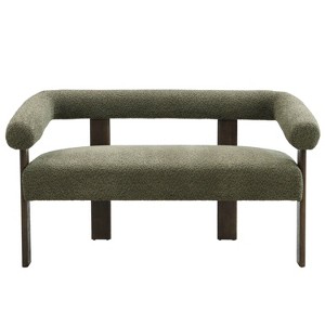 Christopher Knight Home Thomas 53 " Modern Rubberwood Boucle Upholstered Loveseat Green - 1 of 4