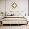 Velvet Upholstered Bed Frame with Solid Wooden Slats Support and Button Tufted Headboard - 3 of 4