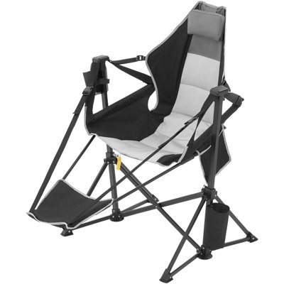 VEVOR Reclining Camping Chair, 300 lbs Load Camping Hammock Chair, Rocking Lounge Folding Chair with Footrest, Storage Bag, Headrest