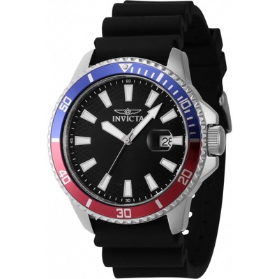 Invicta 46131 Men's Pro Diver Date Blue/Red/Silver Bezel Watch