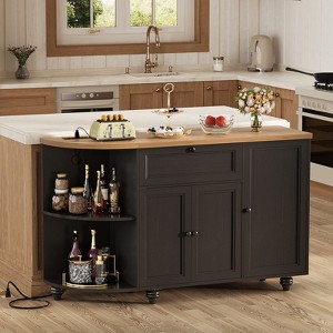 Aheaplus 55" Coffee Bar Cabinet with Adjustable Shelves and Drawers, Corner Buffet Cabinet with Wine Rack - 1 of 4