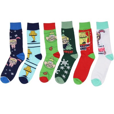 A Christmas Story Adult Holiday Inspired 6-Pack Crew Socks For Men And Women Mid-Calf Multicoloured