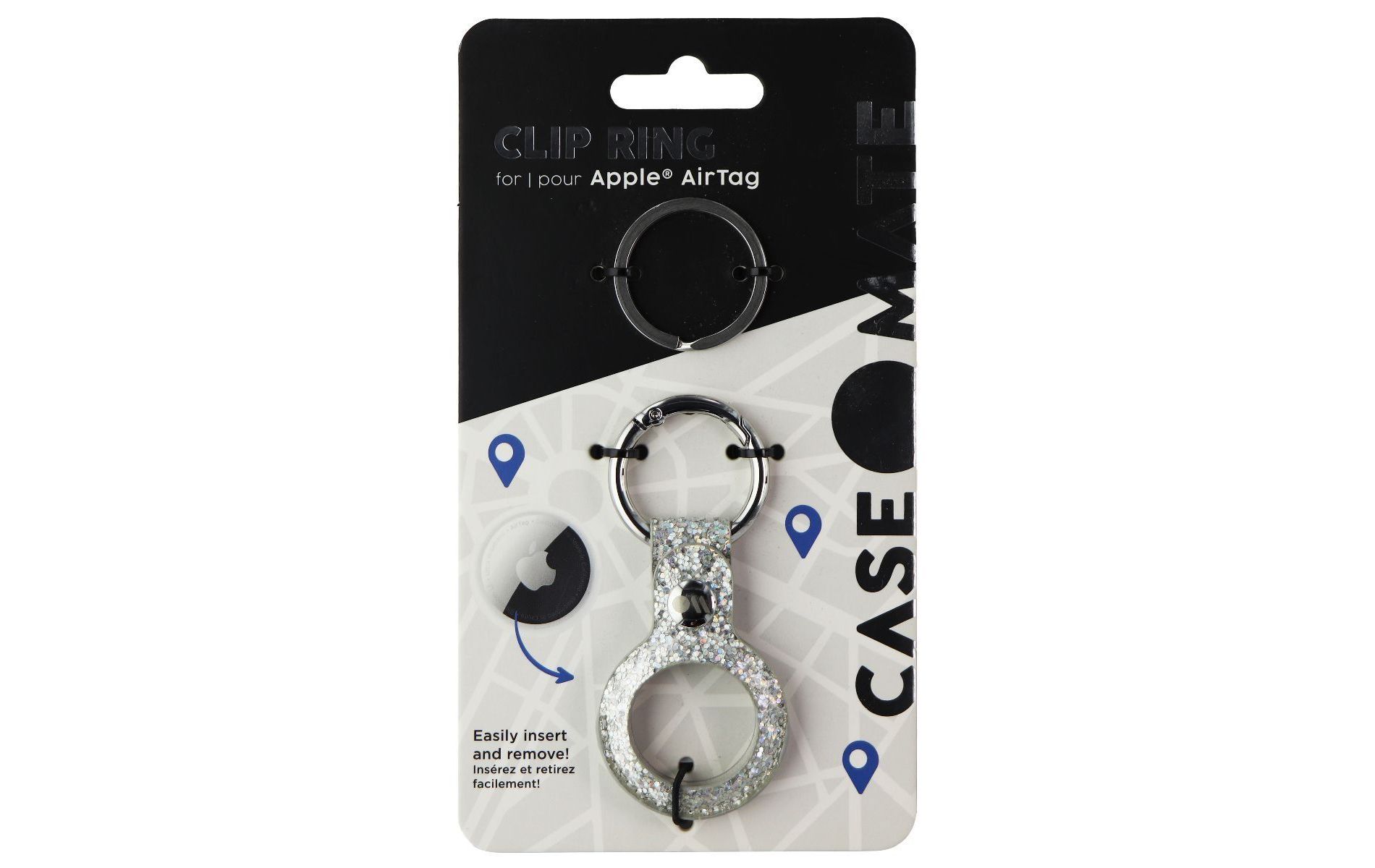 Case-Mate AirTag Tracker Holder with Anti-Lost Key Ring - Sparkle