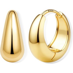 14K Gold & Silver Plated Chunky Hoops | Sterling Silver Posts, Hypoallergenic & Lightweight - 1 of 4