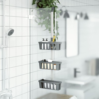 vidaXL Shower Hanger Shelf 11.8 in. x 5.9 in. x (26.4 in.-41.3 in.) Aluminum