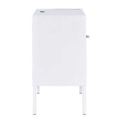 Gemma 19" White Metal Nightstand with USB Port
