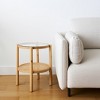 HomeRoots 24" Clear and Light Brown Glass and Solid Wood Round End Table With Shelf - 2 of 4
