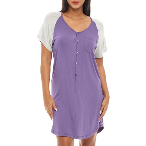 Womens Nightgown, Below Knee Cotton Nightshirt