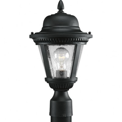 Progress Lighting Westport 1-Light Outdoor Post Lantern, Textured Black, Seeded Glass