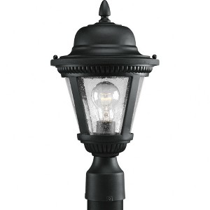 Progress Lighting Westport 1-Light Outdoor Post Lantern, Textured Black, Seeded Glass - 1 of 2