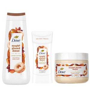 Dove Beauty Maple Glazed Limited Edition Fall Holiday Treat 2.6oz Antiperspirant & Deodorant Stick + 20 fl oz Body Wash + 15oz Body Scrub - 1 of 4