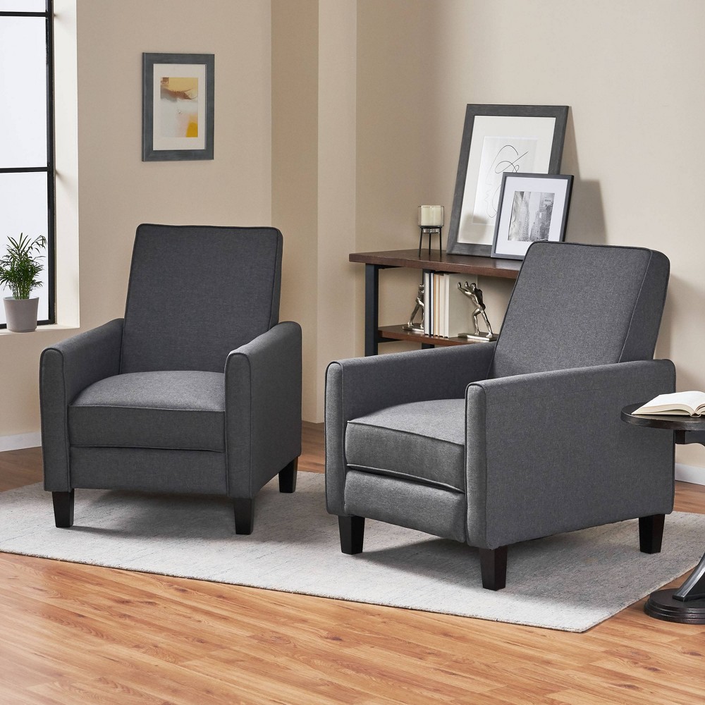 Photos - Coffee Table Christopher Knight Home Set of 2 Darvis Contemporary Press-Back Recliners Smoke: Upholstered Accent Chairs, Wood Frame