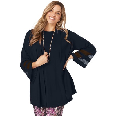 Jessica London Women’s Plus Size Illusion Topper, 1x - Black : Target