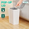 LunaLulinlk 3 Pack 10 Liter Small Lid Trash Can Plastic Trash Can, 2.6 Gallon Slim Trash Can Wastepaper Basket with Pop-Up Lid, White - 4 of 4