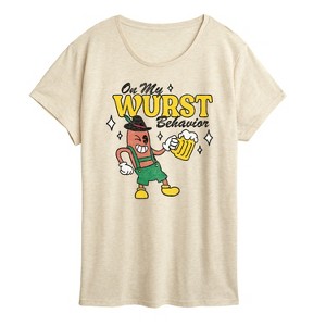 Women's - Instant Message - Wurst Behavior Fall Festival Short Sleeve Graphic T-Shirt - 1 of 4